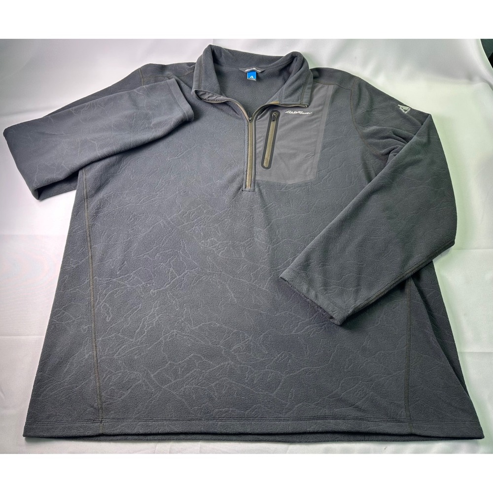 Eddie Bauer First Ascent 2XL Tall Fleece Pullover 1/4 Zip Men's Mountain Design